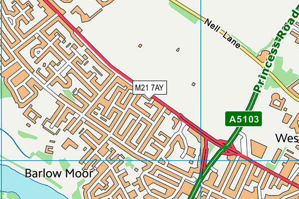 M21 7AY map - OS VectorMap District (Ordnance Survey)