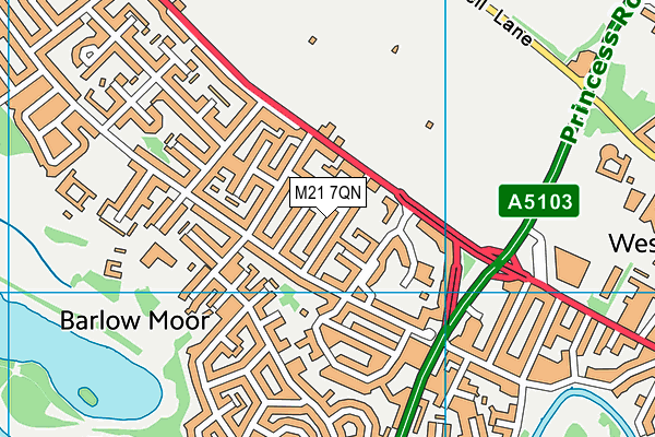 M21 7QN map - OS VectorMap District (Ordnance Survey)