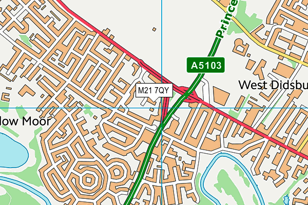 M21 7QY map - OS VectorMap District (Ordnance Survey)