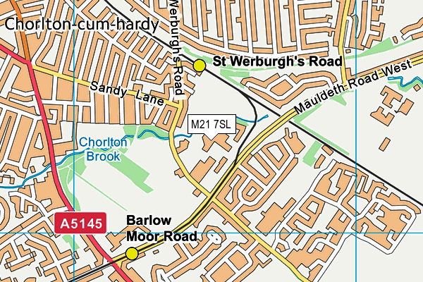 Chorlton High School map (M21 7SL) - OS VectorMap District (Ordnance Survey)