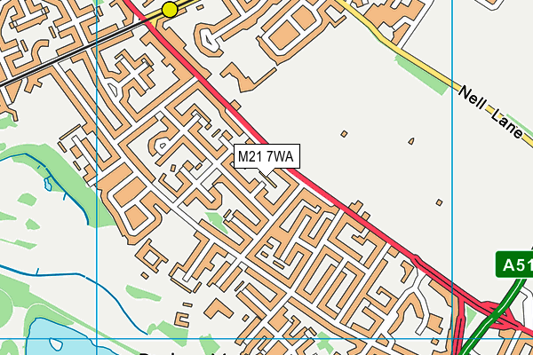 M21 7WA map - OS VectorMap District (Ordnance Survey)