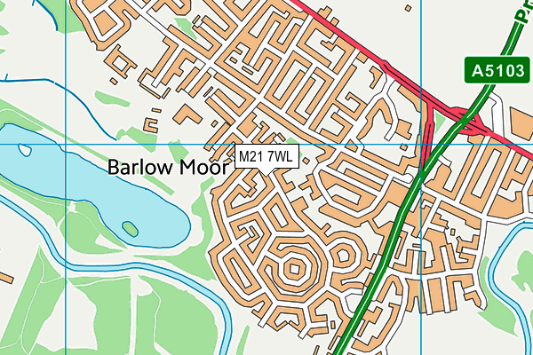 M21 7WL map - OS VectorMap District (Ordnance Survey)