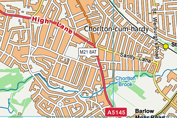 M21 8AT map - OS VectorMap District (Ordnance Survey)