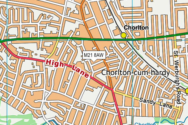 M21 8AW map - OS VectorMap District (Ordnance Survey)