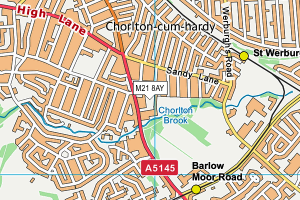 M21 8AY map - OS VectorMap District (Ordnance Survey)