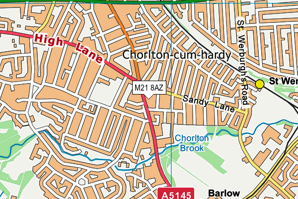 M21 8AZ map - OS VectorMap District (Ordnance Survey)