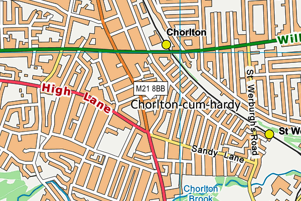 M21 8BB map - OS VectorMap District (Ordnance Survey)