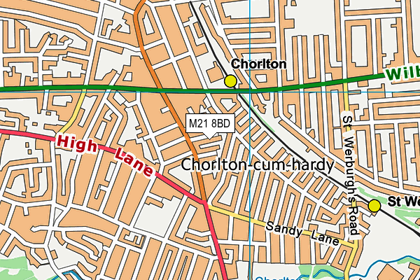 M21 8BD map - OS VectorMap District (Ordnance Survey)