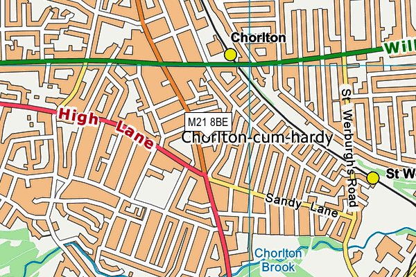 M21 8BE map - OS VectorMap District (Ordnance Survey)