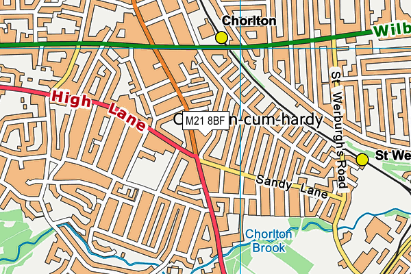 M21 8BF map - OS VectorMap District (Ordnance Survey)