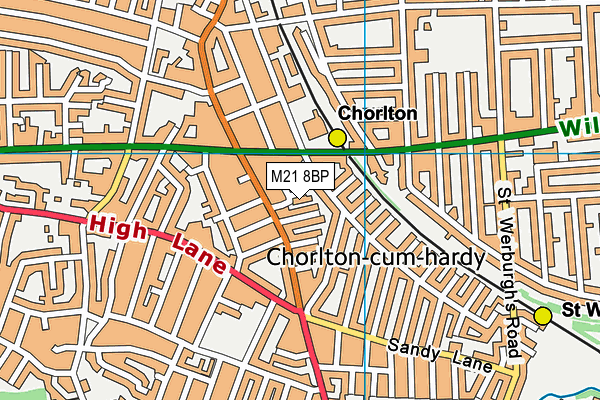 M21 8BP map - OS VectorMap District (Ordnance Survey)