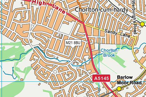 M21 8BU map - OS VectorMap District (Ordnance Survey)