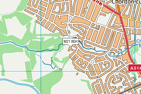 Brookburn Community School map (M21 8EH) - OS VectorMap District (Ordnance Survey)
