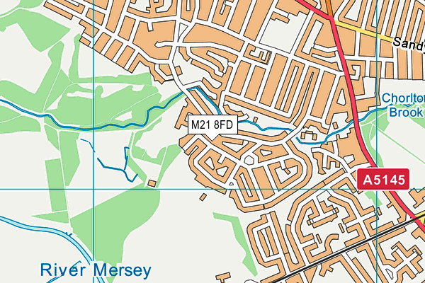 M21 8FD map - OS VectorMap District (Ordnance Survey)