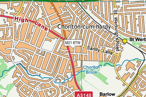 M21 8TW map - OS VectorMap District (Ordnance Survey)