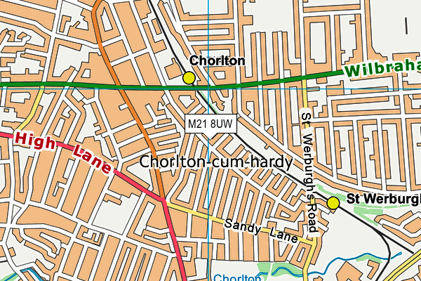 M21 8UW map - OS VectorMap District (Ordnance Survey)