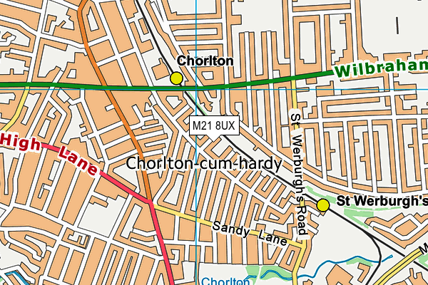 M21 8UX map - OS VectorMap District (Ordnance Survey)