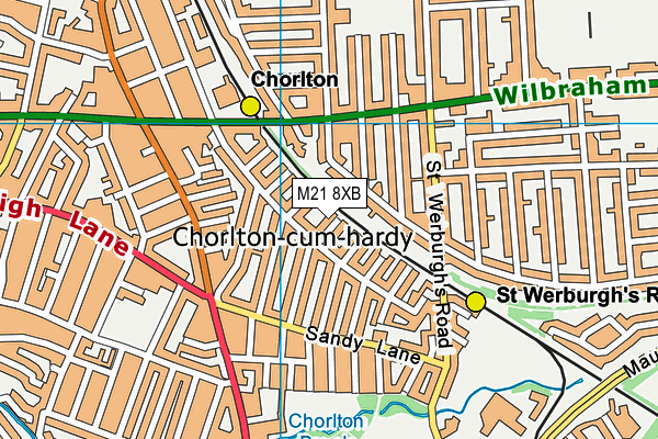 M21 8XB map - OS VectorMap District (Ordnance Survey)