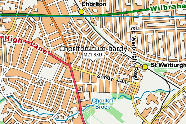 M21 8XD map - OS VectorMap District (Ordnance Survey)