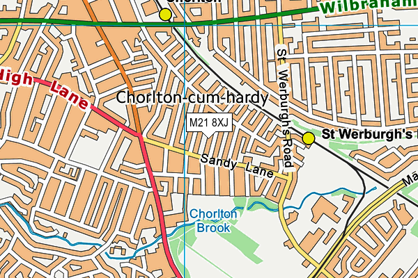 M21 8XJ map - OS VectorMap District (Ordnance Survey)