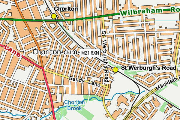 M21 8XN map - OS VectorMap District (Ordnance Survey)