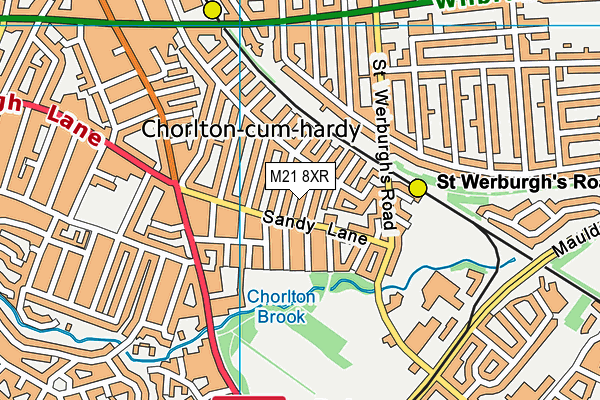 M21 8XR map - OS VectorMap District (Ordnance Survey)