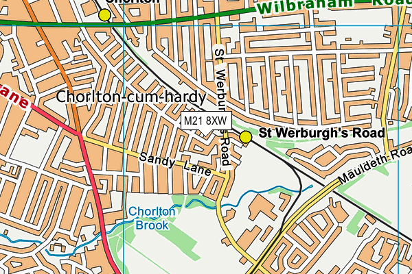 M21 8XW map - OS VectorMap District (Ordnance Survey)