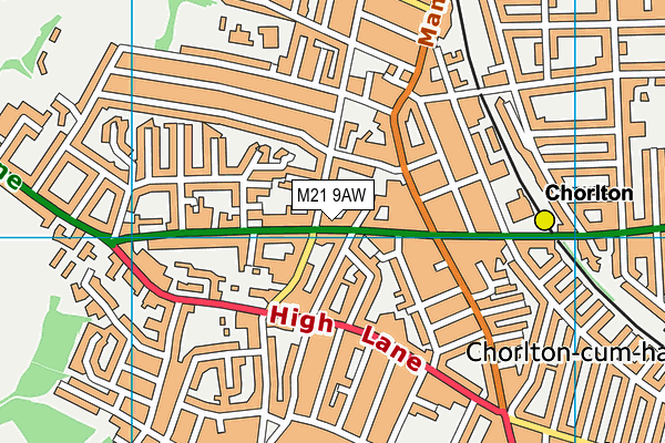 M21 9AW map - OS VectorMap District (Ordnance Survey)