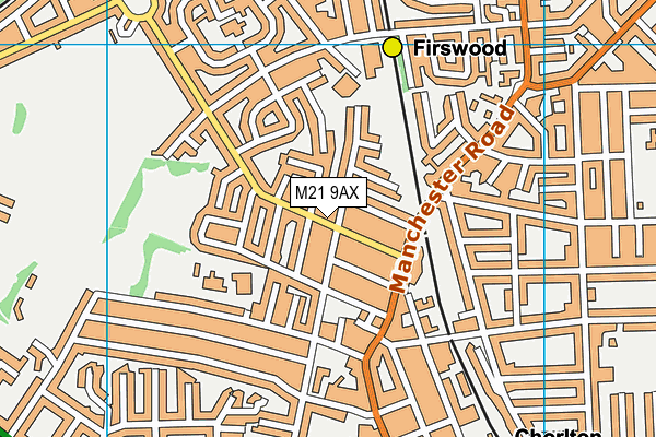 M21 9AX map - OS VectorMap District (Ordnance Survey)