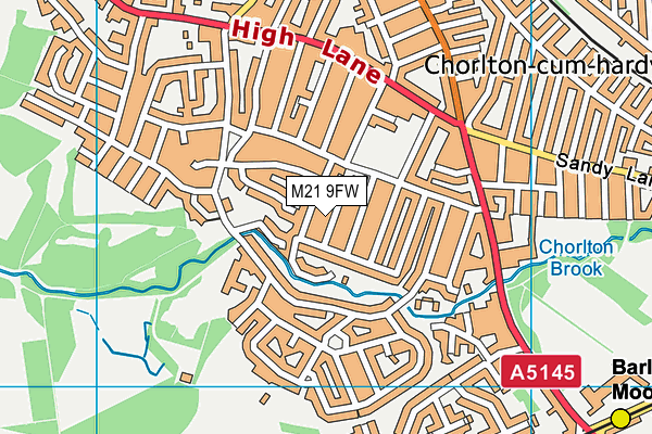 M21 9FW map - OS VectorMap District (Ordnance Survey)