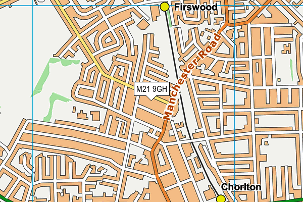 M21 9GH map - OS VectorMap District (Ordnance Survey)