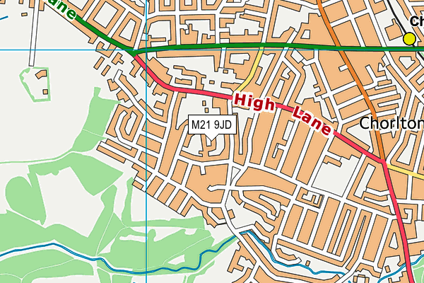 M21 9JD map - OS VectorMap District (Ordnance Survey)