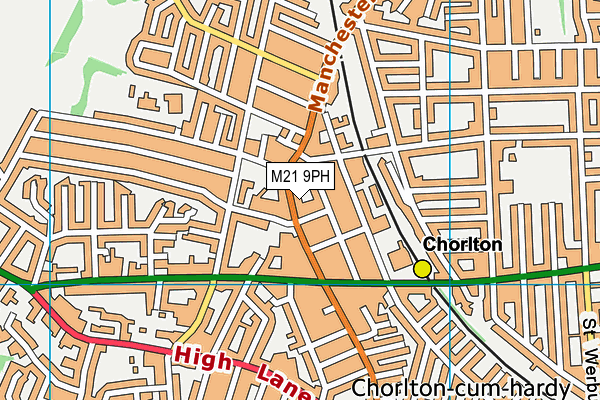 M21 9PH map - OS VectorMap District (Ordnance Survey)