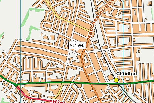 Oswald Road Primary School map (M21 9PL) - OS VectorMap District (Ordnance Survey)