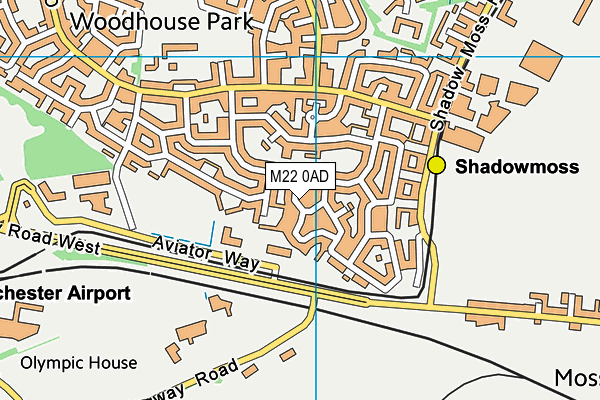 M22 0AD map - OS VectorMap District (Ordnance Survey)