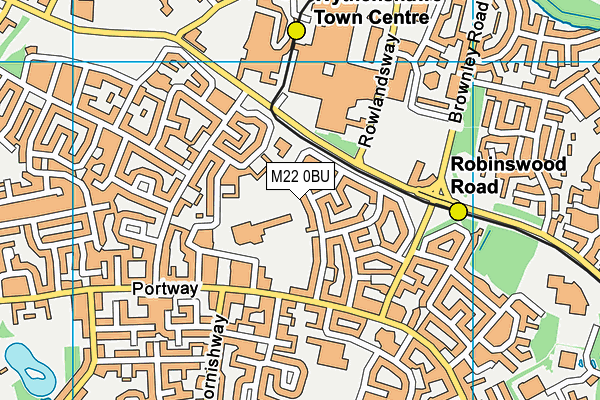 M22 0BU map - OS VectorMap District (Ordnance Survey)