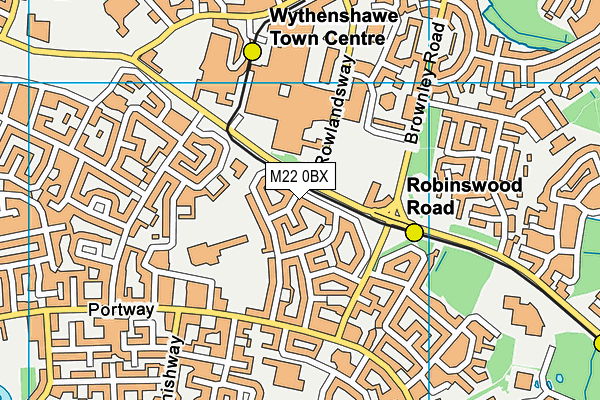 M22 0BX map - OS VectorMap District (Ordnance Survey)