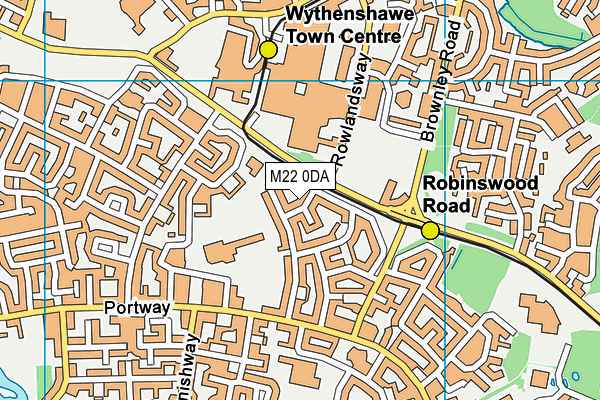 M22 0DA map - OS VectorMap District (Ordnance Survey)