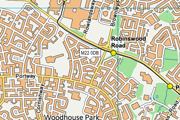 M22 0DB map - OS VectorMap District (Ordnance Survey)