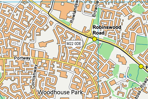 M22 0DE map - OS VectorMap District (Ordnance Survey)