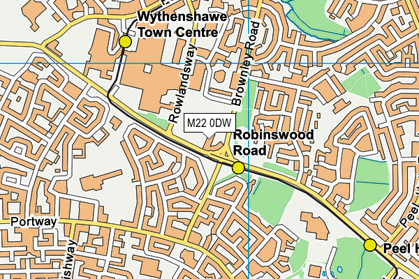 M22 0DW map - OS VectorMap District (Ordnance Survey)