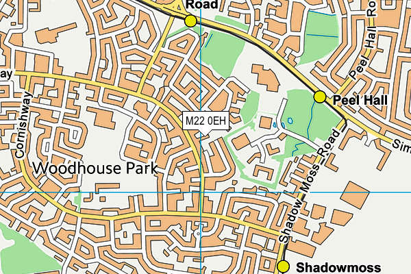 M22 0EH map - OS VectorMap District (Ordnance Survey)