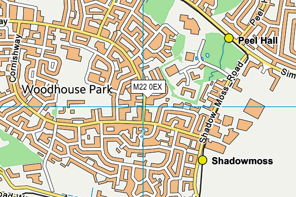 M22 0EX map - OS VectorMap District (Ordnance Survey)