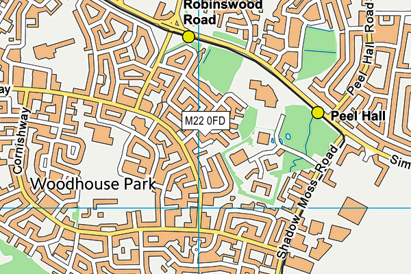 M22 0FD map - OS VectorMap District (Ordnance Survey)
