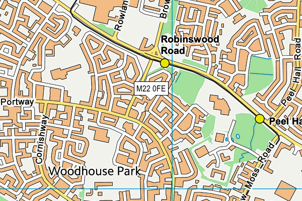 M22 0FE map - OS VectorMap District (Ordnance Survey)