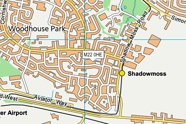 M22 0HE map - OS VectorMap District (Ordnance Survey)