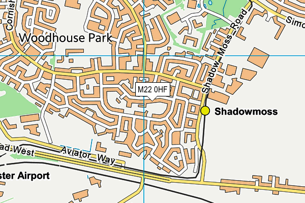 M22 0HF map - OS VectorMap District (Ordnance Survey)