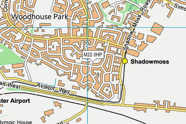 M22 0HP map - OS VectorMap District (Ordnance Survey)