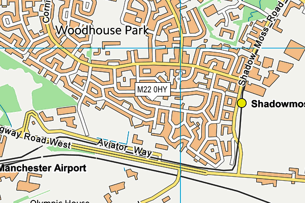 M22 0HY map - OS VectorMap District (Ordnance Survey)