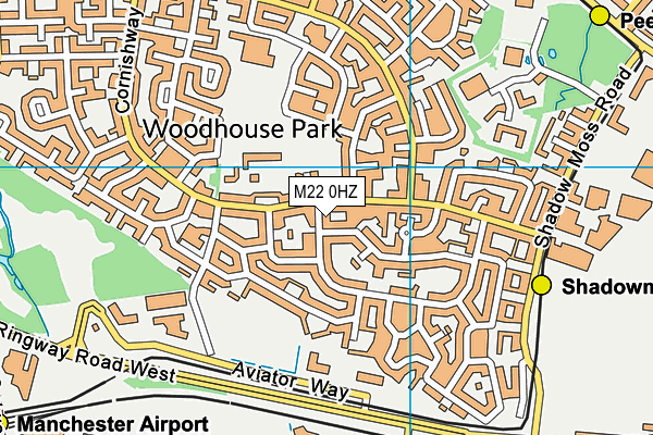 M22 0HZ map - OS VectorMap District (Ordnance Survey)